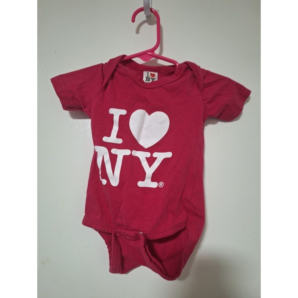 I Love NY Baby Romper Pink 6m short sleeve bodysuit New York Souvenir